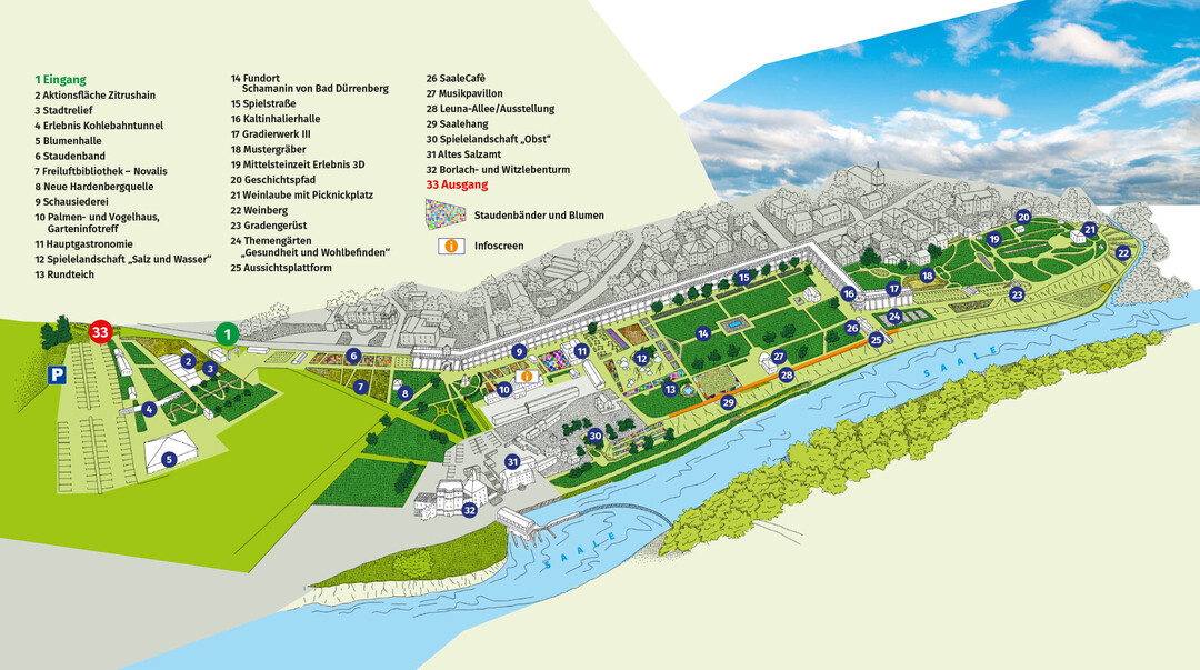 Landesgartenschau Bad Dürrenberg - Geländeplan/Stand Januar 2024<br>