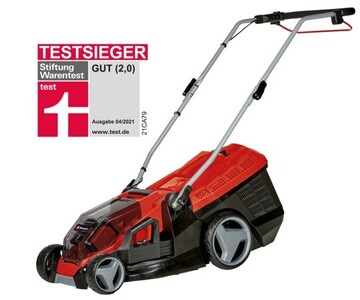  Der Akku-Rasenmher von Einhell wurde Sieger bei Stiftung Warentest fr elektrische Rasenmher. 