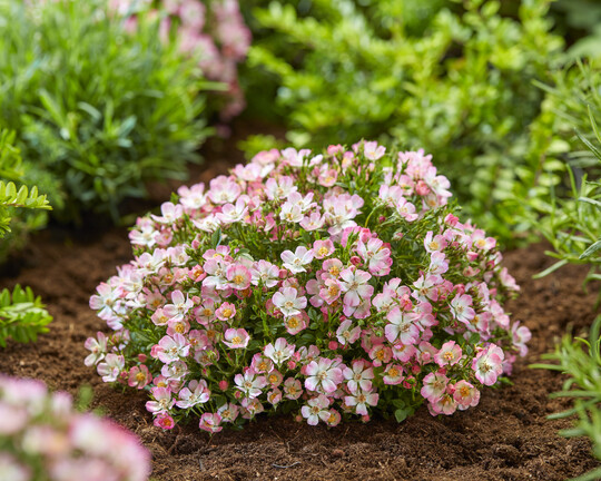 Die Zwerg-Rose, gezchtet von Tomoki Yokota in Japan, bleibt niedrig und kompakt (Hhe: 10 cm, 2030 cm breit). Sie bildet keine Hagebutten, muss nicht zurckgeschnitten werden und hat keine Stacheln. Cutie Pie (auch Miniatura) blht im Juni/Juli ppig mit kleinen rosa-weien Schalenblten und einer Zweitblte im September,  sommergrnes Laub. Fr die Verwendung im Garten, auf Balkon und Terrasse. Winterhart bis 25?Grad.   